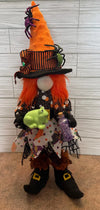 Witchy Gnome: 15" Halloween Decor with Spiders & Potion