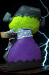 Handmade Frankenstein Felt Doll: Halloween Primitive Decor